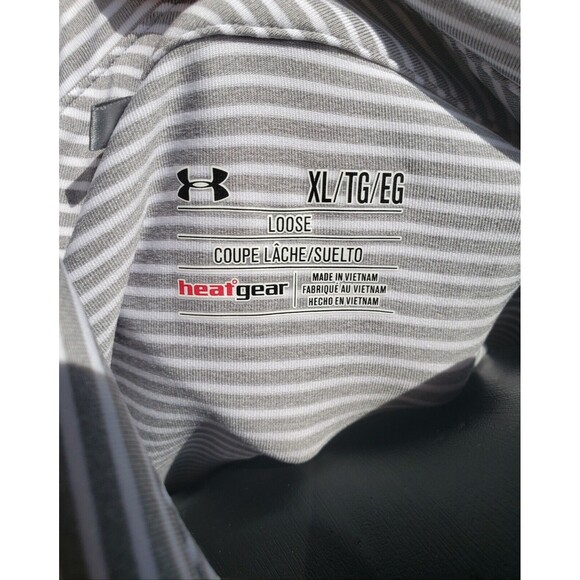 UNDER ARMOUR x WESTMORELAND CC Size XL Gray Racing Stripe Polo Shirt Performance - Picture 4 of 13